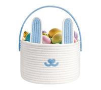 Easter Baskets - Cotton Rope 23x16cm | Woven Egg Hunt Container | Cute Hand-Knitted Cartoon Rabbit Basket For Candy Toys Party Holiday Birthday Kids Boys Girls Effortlessly.