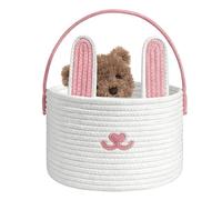 Easter Baskets - Cotton Rope 23x16cm | Woven Egg Hunt Container | Cute Hand-Knitted Cartoon Rabbit Basket For Candy Toys Party Holiday Birthday Kids Boys Girls Effortlessly.