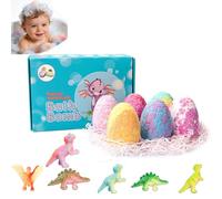 Easter Bath Bombs with Surprise Inside,Upgrade Bath Bombs for Kids, 6/12 Pack Dinosaur/Ocean Egg with Surprise Dinosaur Toys Inside, Natural Sea Salt Bath Balls (6PC-Dinosaur Theme A)