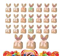 Easter Bunny Bags - Drawstring and Bunny Ears Design,24 Pieces Cute Rabbit Ear Easter Candy Goodie Bags | Treat Bag for Boys Girls Holiday Party Favors