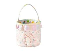 Easter Bunny Baske, Embroidered Basket with Handles Floral Storage Bucket Large Capacity Rabbits Monogrammed Storage Bag for Babies Toddler Newborn Bunny Trail Bags Easter Totes for Party