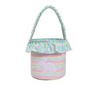 Easter Bunny Baske, Embroidered Basket with Handles Floral Storage Bucket Large Capacity Rabbits Monogrammed Storage Bag for Babies Toddler Newborn Bunny Trail Bags Easter Totes for Party