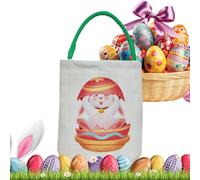 Easter Bunny Basket Bags, Large Capacity Kids Candy Container Bag, 9.06x14.96x0.59 Inches Adorable Easter Supplies Canvas Storage Pouch for Eggs, Candy, or Toys