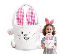 Easter Bunny Basket, Easter Soft Candy Bags, Foldable Easter Basket, Easter Egg Hunt Basket, Bunny Toy Storage Bin, Cute Easter Room Decor, Candy Gift Bag for Easter