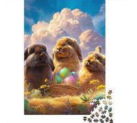 Easter Bunny Basket Eggs Puzzle De 1000 Piezas Rompecabezas para Adultos Rompecabezas 1000 Piezas para Adultos para Amantes O Amigos Rompecabezas Imposable 70x50cm/1000pcs