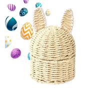 Easter Bunny Basket - Toy Organizer Basket | Hand-Woven Snack Container For Homeowners Party Planners Dining Table Front Porch Church Event Bedroom Living Room Study Candy Toys
