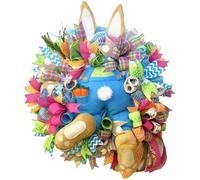Easter Bunny Butt Garland | 55x40 Cm, PVC + Cloth, Multicolor | Plush Bottom with Ears, Flower Accent | Spring Door Wreath, Fireplace Mantel, Wall Hanging Decor For Home