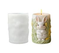 Easter Bunny Candle Mold - Rabbit Wax Sculpture | Easter Bunny Relief Silicone Crafting Mold, Cylinder Holiday Spring Holiday Craft, Silicone Casting Form for Soap Clay Cement Plaster Resin Craft Home