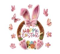 Easter Bunny Clings - Static Flower Theme Poster Decals | Spring Butterfly Rabbit Window Clings | Ideal For Kitchen Interior Home Wall Festival Living Room Classroom Party Workplace