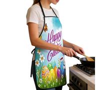 Easter Bunny Cooking Apron, Cute Kitchen Protective Apron, Adjustable Floral Egg Print Smock, Home Protective Kitchen Wear for Cooking Baking Barbecue Gardening Cleaning Art Farm Household Tasks