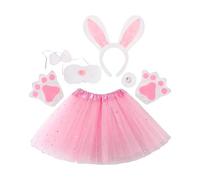 Easter Bunny Costume - 6 Pieces Plush Pink Outfit, Kids Bunny Dress Apparel, Soft Lightweight Material, Comfortable Durable Build, Adorable Stylish Design, Easy Wear Festive Clothing | New Year Daily