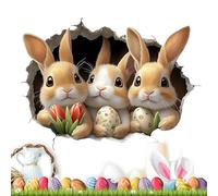 Easter Bunny Decal - Wall Breaking Animal Sticker, Cute 3D Visual Rabbit Graphic with Self Adhesive Backing, Removable Peel and Stick Application, Ideal for Spring Holiday Room Decor
