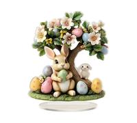 Easter Bunny Decor - 2D Flat Acrylic Easter Egg Tree Table Decoration -Exquisite Workmanship Holiday Animal Statue, 20 cm Easterr Bunny Desktop Ornament For Living Room, Bedroom, Dining Room