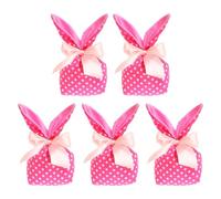 Easter Bunny Favor Bags, Bunny Ears Candy Goodie Bags, 7.87x3.54 Inches, 5X Gift Pouches with Bow for Easter Party Favors, Cookie, Snack, Toy, Jewelry Packaging