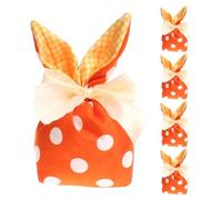 Easter Bunny Favor Bags, Bunny Ears Candy Goodie Bags, 7.87x3.54 Inches, 5X Gift Pouches with Bow for Easter Party Favors, Cookie, Snack, Toy, Jewelry Packaging