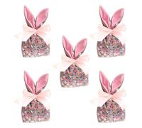 Easter Bunny Favor Bags, Bunny Ears Candy Goodie Bags, 7.87x3.54 Inches, 5X Gift Pouches with Bow for Easter Party Favors, Cookie, Snack, Toy, Jewelry Packaging