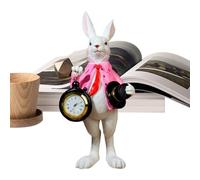 Easter Bunny Figurine - Clock Top Hat Accessory | Cute Home Decor, Miniature Seasonal Decoration, Spring Holiday Table Display Ornament For Bedroom Office Farmhouse School Restaurant Desk Shelf