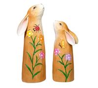 Easter Bunny Figurines - Easter Bunny Figurines Resin Pair, Festive Yard Rabbit Statue Crafts For Bookcase Bookshelf Display Cabinet Dressing Table Nightstand Bedside Study Bedroom Garden Patio