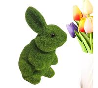 Easter Bunny Figurines - Easter Flocked Tabletop Ornament | Animals Figurines for Home Living Room Shelf Cabinet Mantel Workplace Holiday Party, Green Moss Rabbit Statue Spring Farmhouse Tiered Tray D