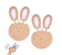 Easter Bunny Heat Resistant Woven, Handwoven Rope Rabbit Coaster Set, Non-Slip Heat Resistant, for Home,Kitchen,Living Room,Offices,Party (B# 2PC)