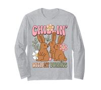 Easter Bunny Humor Chillin with My Bunnies Manga Larga