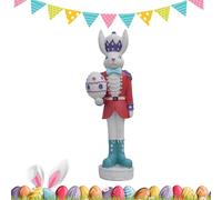 Easter Bunny Nutcracker - Resin Colorful Soldier, Rabbit Soldiers Nutcracker Decor, Traditional Decorative Bunny Knight, Easter Egg Rabbit Resin Ornament | For Spring Holiday Mantel Shelf Entryway