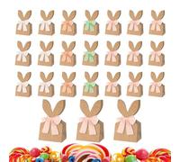 Easter Bunny Paper Gift Bags (24 Pack) | Paper, 17x10x7cm, Rustic | Rabbit Ear Candy Bags With Ribbon & Dried Flowers | Spring DIY Favor B́ags For Easter, Party & Holiday