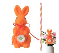 Easter Bunny Picks - Bunny Shaped Seasonal Decor, Flocked Desktop Figurines with Decorative Stems for Office, Apartment, Living Room, Bedroom, Study, Bookshelf, Wreaths and Tabletop Displays