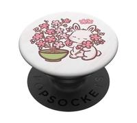 Easter Bunny Pink Sakura Flower Cute Japanese Cherry Blossom PopSockets PopGrip Adhesivo