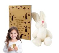 Easter Bunny Plush - 6cm Soft Cartoon Rabbit Stuffed Toy Cute Mini Doll with 5x6cm Wooden Candy Card, Perfect Holiday Party Favor | Family Friends Teenagers Girls Birthday Valentine Gift Decorative Co