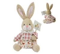 Easter Bunny Plush Doll - Pastoral Spring Decor, Cute Soft Plaid Bunny Toy for Home Styling and Seasonal Display | Decorative Plush Figure for Birthday Gift, Family Celebration, Holiday Arrangement