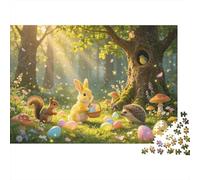 Easter Bunny Puzzle para Adultos 1000 Piece Recycled Spring Forest Puzzles para Elderly Impossible Hard Difficult Desafiante Excelente Regalo Idea para Women 38x26cm/1000pcs