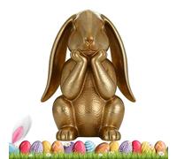 Easter Bunny Statue - Gold Resin Rabbit 9,45 x 5,51 pulgadas, Spring Centerpiece Tabletop Decor, Thinking Figura Ornament | Home Indoor Shelf Mantel Dining Table Entryway Living Room Farmhouse Office