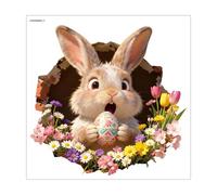 Easter Bunny Toilet Seat Sticker - Ripped Decal, Self-Adhesive Waterproof Easter Toilet Sticker with Ripped Effect | Bunny Wall Decal for Bathroom, Room, Apartment, Spring Holiday Home Decor