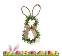 Easter Bunny Wreath, 19.6 Inch Front Door Wreath with Flower and Bow, Artificial Easter Bunny Decor, For Home Indoor Outdoor Porch Wall Window