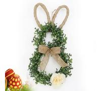 Easter Bunny Wreath for Front Door - 19.6" Spring Floral Rabbit Decor with Burlap Bow & Greenery - Lightweight Rattan Base Prevents Door Scratches - Indoor Covered Outdoor Wall Decoration