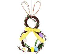 Easter Bunny Wreath, Front Door Wreath, Spring Season Wreath, Indoor Outdoor Wreath, Bunny Shaped Decoration, Front Door Bunny, Spring Holiday Wreath, Yellow Bow Decoration, Outdoor Bunny Wreaths