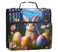 Easter Bunny4 - Carpeta con cremallera y anillas en D, organizador expandible con correa para el hombro y asa, carpetas de 3 anillos para cartera y funda