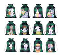 Easter Burlap Bag, Vintage Snack Bag Set of 12, Drawstring Easter Wrap, 3,94 x 5,51 pulgadas Treat Favor for Spring Celebrations, Basket Stuffers, Egg Hunt, and Outdoor Party Supplies