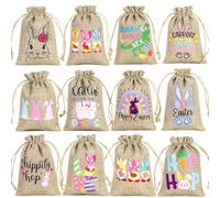 Easter Burlap Bags, Bunny Goody Bags, Drawstring Burlap Bags, Spring Candy Bags, Wedding Favor Bags, Linen Burlap Sacks, Easter Egg Bags, Bunny Gift Bags, Spring Egg Sacks