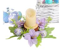 Easter Candle Rings Wreaths, Flower Candle Wreath, 12 Inches Spring Blossom Garland with Base, Decorative Holiday Ring with Colorful Design, Table Centerpiece with Elegant Style, Easter Spring Decor