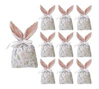 Easter Candy Bags - 9.06 Inch Plush Bunny Ear Bags | 10 Pack Drawstring Goody Bag, Party Favor Pouches for Holiday Birthday, Wedding Celebration, Family Gathering and Treat Gift Giving