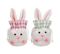 Easter Candy Bags-Large Bunny Plush Drawstring Treat Pouch, Reusable Spring Goodie Bag, Velvet Lined Chocolate Wrapping, 3D Ears Gift Sack, Holiday Party Favor Holder | For Kids