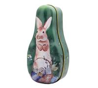 Easter Candy Box, Tinplate Chocolate Container, Vintage Rabbit Pattern, Portable Storage, Box Jewelry Secure Lid, for Kids, Boys, Girls, 14.5x7.2x5.1cm 71g Multicolor