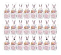 Easter Candy Boxes - 24 Pieces Paper Bunny Spring Decor, 2.76x2.76x7.68 inches Easter Snack Box Goodie Bag with Cute Design, Chocolate Cookie Kids Teen Boys Girls Family Home School Birthday Holiday