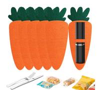Easter Carrot Cutlery Holders - 6 Pack Felt Utensil Storage Bags, Reusable Table Decor | Cute Silverware Organizer Pouches For Forks Knives Spoons, Party Table Setting, Spring Celebration, Kitchen Use