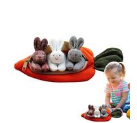 Easter Carrot Plush Bag, Velvet Veggie Pouch, 7.48x1.97x1.97 Inches Sack with Hidden Rabbit, Soft Stuffed Bunny Hardware, Holiday Style with Zipper Detail, Children Toy for Home