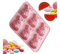 Easter Chocolate Molds, 6-Cavity Reusable Easy Release Silicone Mold, Cute Easter Bunny Candy and Baking Mold for Cupcakes, Fondant, Sugar, Muffins, Family Parties and Holiday Crafts