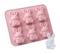 Easter Chocolate Molds, 6 Cavity Reutilizable Silicona, Easy Release Art Crafts Mold with Cute Bunny Design, for Cupcake Fondant Candy Sugar Muffin Family Friends Men Women, for Baking Holiday Fun