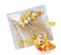 Easter Cocktail Picks, Wooden Charcuterie Skewers, Cute Bunny Egg Carrot Duck Toothpicks, Festive Holiday Food Picks, Decorative Fruit Skewers, Perfect for Sandwiches and Appetizers